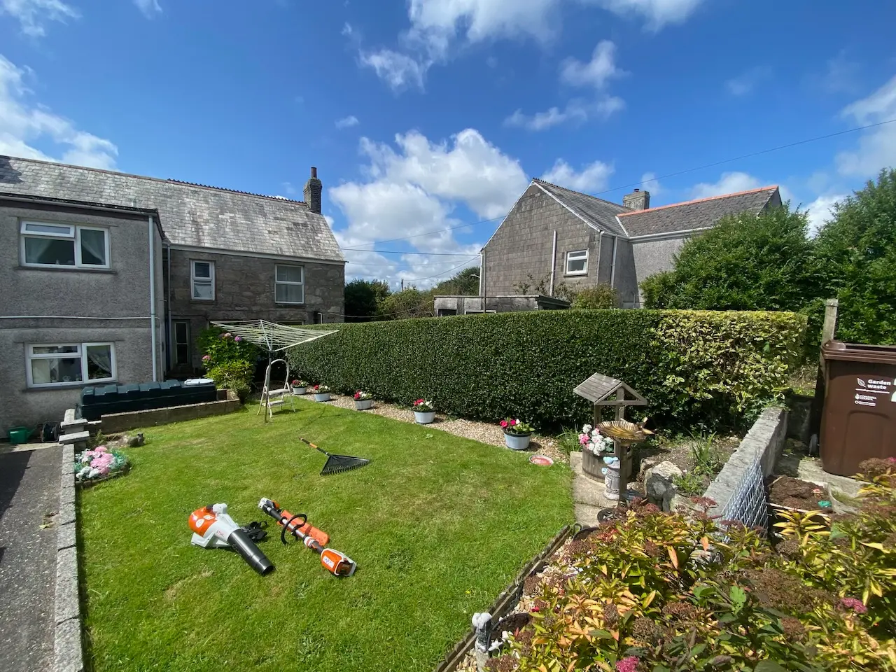 Neatly trimmed hedges in a well-kept garden